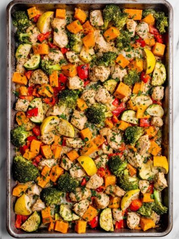 Sheet Pan Chicken and Rainbow Vegetables Recipe