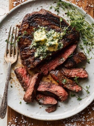 Easy Cast Iron Flank Steak with Chimichurri Butter Recipe