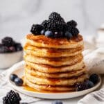 Cottage Cheese Pancakes with Maple Syrup and Fresh Berries Recipe