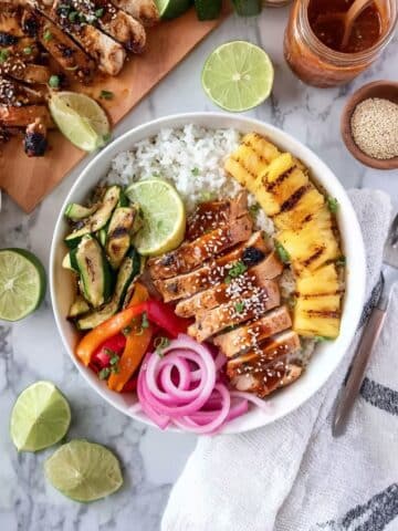 Hawaiian Chicken and Veggie Teriyaki Bowls Recipe