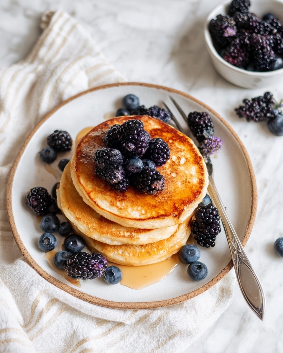 Pancake Rim Cottage Cheese Pancakes with Maple Syrup & Berries | Delicious & Easy