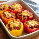 Stuffed Bell Peppers with Ground Beef, Rice, and Cheese Recipe