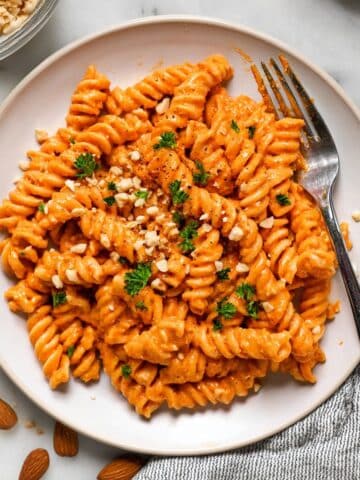 Quick Pasta with Homemade Romesco Sauce Recipe