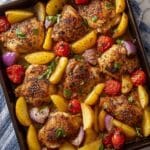 Mediterranean Baked Chicken Thighs with Roasted Potatoes, Cherry Tomatoes, and Lemon-Garlic Marinade Recipe