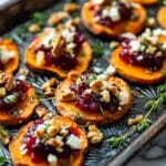 Sweet Potato Rounds with Cranberry Sauce Feta and Hazelnuts Recipe