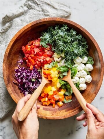 Colorful Carrot and Kale Salad with Mozzarella and Basil Recipe