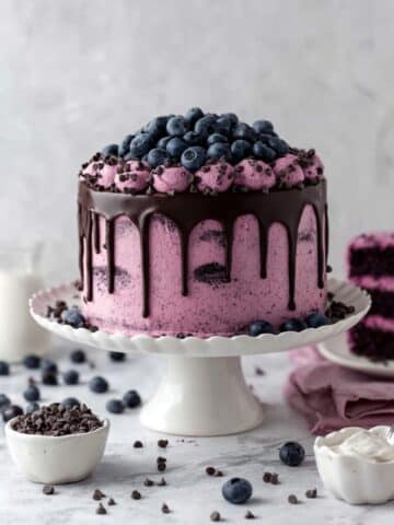 Chocolate Blueberry Cake with Blueberry Frosting and Rich Chocolate Ganache Recipe