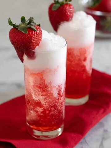Creamy Italian Soda with Strawberry Garnish Recipe