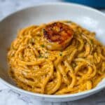 Easy Creamy Shrimp Linguine with Garlic and Tomato Sauce Recipe