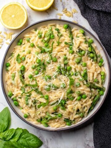 One Pot Orzo with Asparagus and Peas Recipe