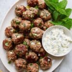 Oven-Baked Lamb Meatballs with Fresh Mint Tzatziki Recipe