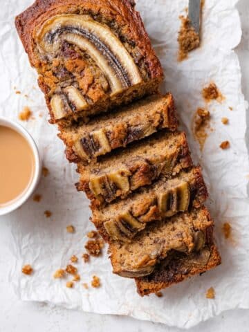 Vegan Cinnamon Swirl Banana Nut Bread with Pecans Recipe