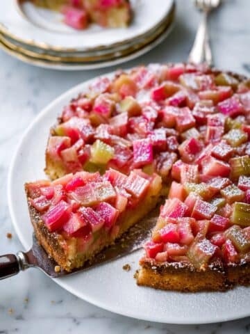 Rhubarb Upside-Down Cake with Almond and Lemon Recipe