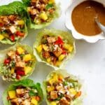 Thai Mango Cabbage Wraps with Crispy Tofu and Peanut Sauce Recipe
