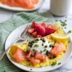 Smoked Salmon Omelette with Capers and Creme Fraiche Recipe