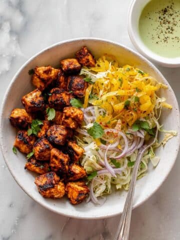 Chili Lime Salmon Bites with Mango Slaw Recipe