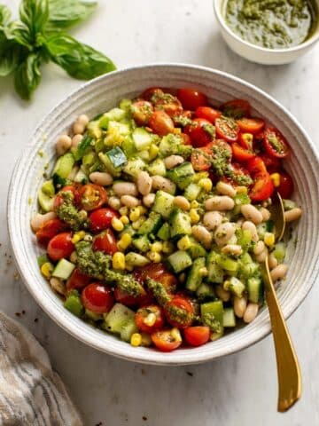 Summer White Bean Salad with Pesto Vinaigrette Recipe