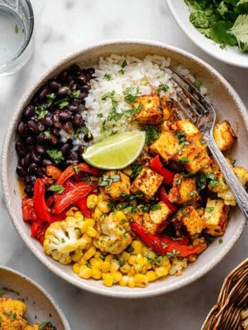 Vegetarian Tofu and Cauliflower Burrito Bowl Recipe