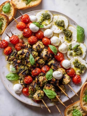 Grilled Caprese Pesto Chicken Skewers Recipe