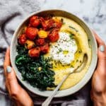 Soft Polenta with Blistered Tomatoes, Kale, and Yogurt Recipe
