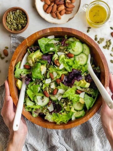 Simple Green Salad with Lemon Vinaigrette and Tamari Almonds Recipe