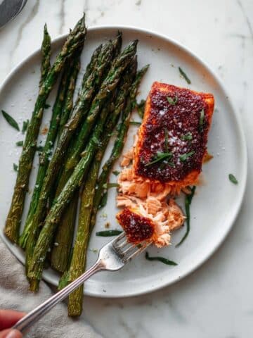 Smoky Sweet Cedar Plank Salmon with Sesame Asparagus Recipe