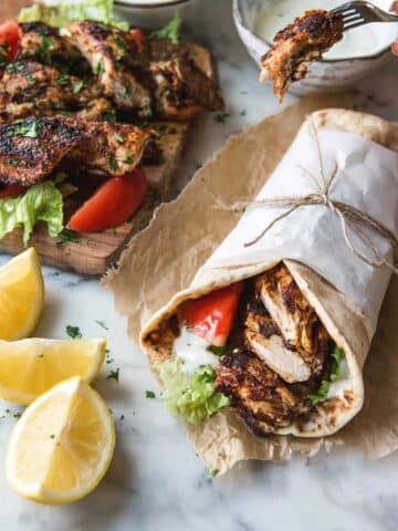 Creamy Lemon Yogurt Chicken Shawarma Wraps Recipe