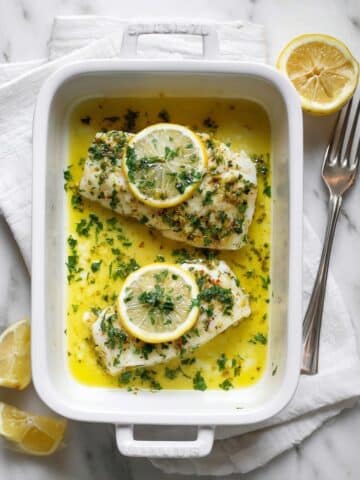 Baked Halibut with Lemon Garlic Butter Recipe