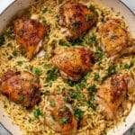 One Pot Garlic Butter Chicken and Orzo Recipe