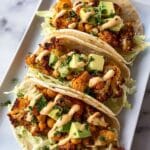 Buffalo Cauliflower and Chickpea Tacos with Vegan Ranch Dressing Recipe
