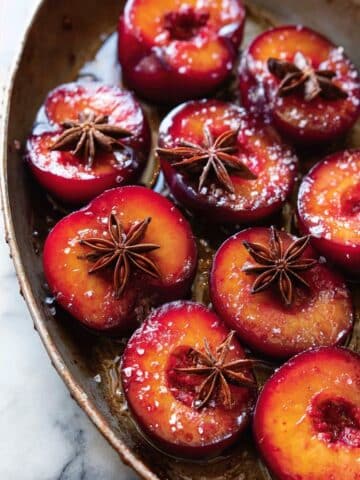 Roasted Plums with Star Anise and Vanilla Ice Cream Recipe