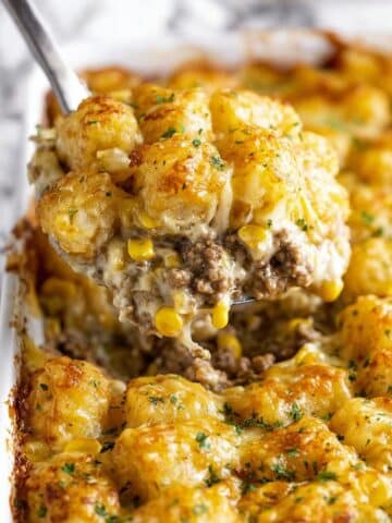 Cheesy Tater Tot Casserole with Ground Beef, Vegetables, and Creamy Soup Recipe