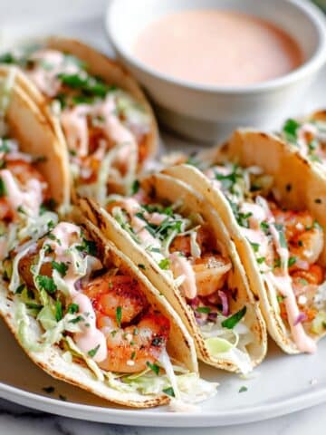 Shrimp Tacos with Spicy Cilantro Sauce Recipe