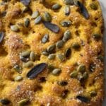 Pumpkin Focaccia with Sage, Pepitas, and Parmesan Recipe
