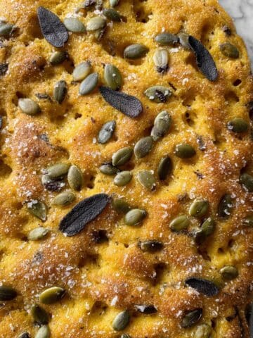 Pumpkin Focaccia with Sage, Pepitas, and Parmesan Recipe