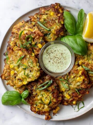 Zucchini Corn Fritters with Lemon Basil Aioli Recipe