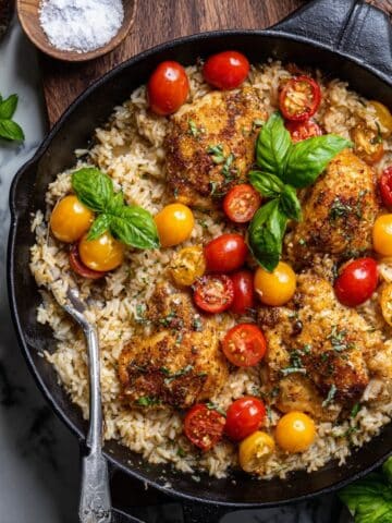 Burst Cherry Tomato Chicken and Rice Skillet Recipe