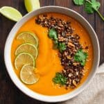 Creamy Miso Sweet Potato Carrot Soup with Crunchy Seed Brittle Recipe