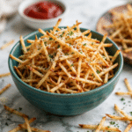 Crispy Shoestring Fries with Garlic Rosemary and Parmesan Recipe