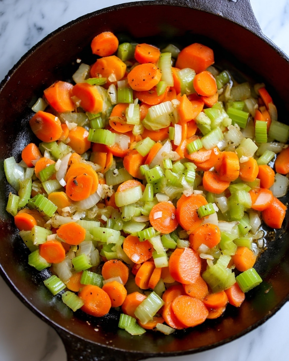 A black frying pan filled with three clumps of raw red ground meat placed over a layer of finely chopped light yellow onions. The pan sits on a bright blue wood surface scattered with small pieces of yellow corn, green peas, and orange carrot bits. A white marbled textured cloth is visible on the left side, and a light wood pepper grinder stands upright on the right. Photo taken with an iphone --ar 4:5 --v 7