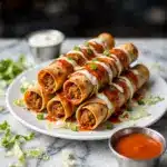 Jalapeño Cream Cheese Chicken Taquitos with Buffalo Sauce Recipe