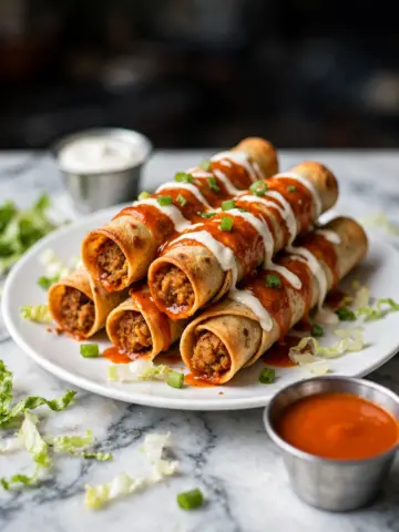 Jalapeño Cream Cheese Chicken Taquitos with Buffalo Sauce Recipe