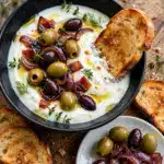 Honey Whipped Feta with Garlic Herb Roasted Olives Recipe