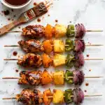 Hawaiian Chicken Kabobs with Sweet Potatoes and Coconut Rice Recipe