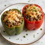 Classic Stuffed Bell Peppers with Ground Beef, Rice, and Cheese Recipe