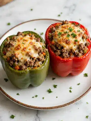 Classic Stuffed Bell Peppers with Ground Beef, Rice, and Cheese Recipe